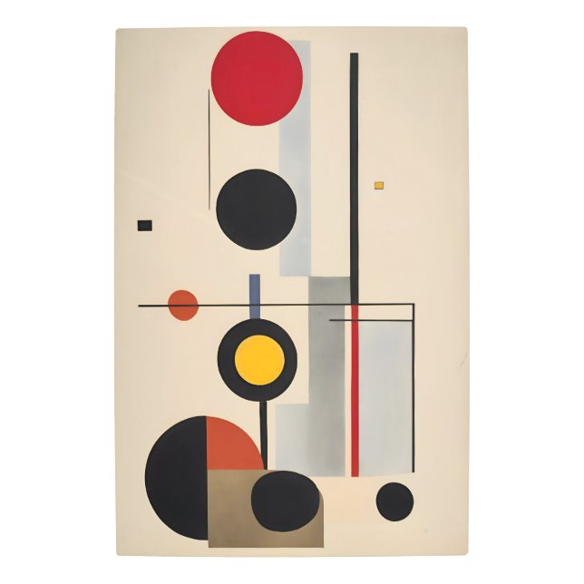 Modern Bauhaus Geometric Abstract Metal Wall Art (Front)