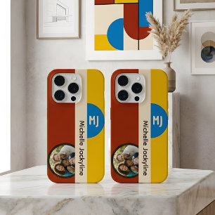 Modern Bauhaus Geometric Custom Photo & Monogram iPhone 15 Pro Case
