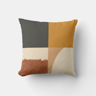 Modern Bauhaus Throw Pillow – Charcoal, Mustard