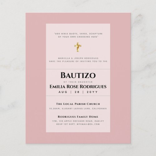 Modern BAUTIZO Bautismo BAPTISM Christening INVITE Flyer