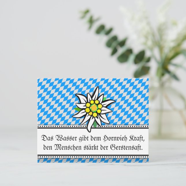 Modern Bavarian Statement about beer Postcard (Standing Front)