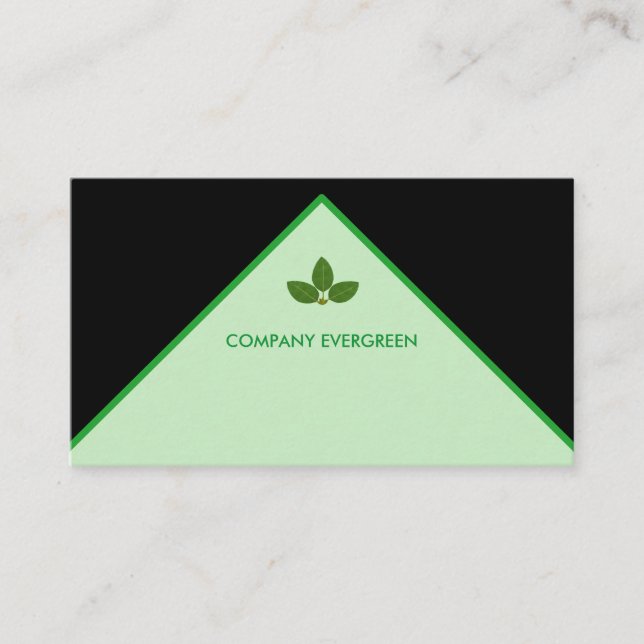 Modern Bay Leaves on Green and Black Business Card (Front)