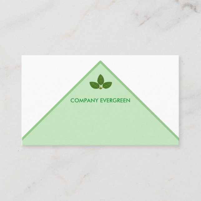 Modern Bay Leaves on Green and White Business Card (Front)