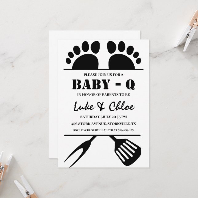 modern bbq baby shower invitations (Front/Back In Situ)