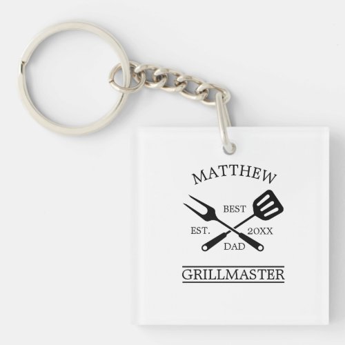 Modern BBQ Grill Master Fathers Day Gifts Keychain