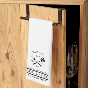 Modern BBQ Grill Master Fathers Day Gifts Kitchen Towel