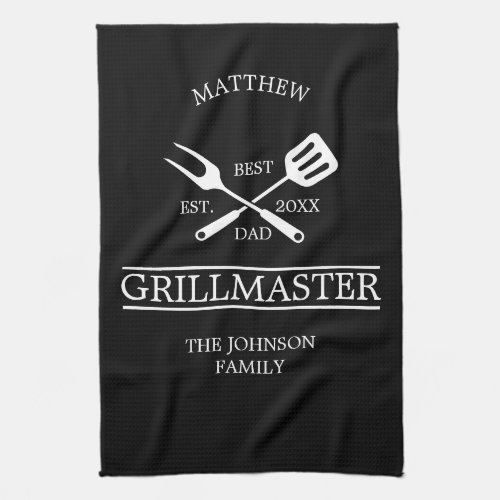 Modern BBQ Grill Master Fathers Day Gifts Kitchen Towel