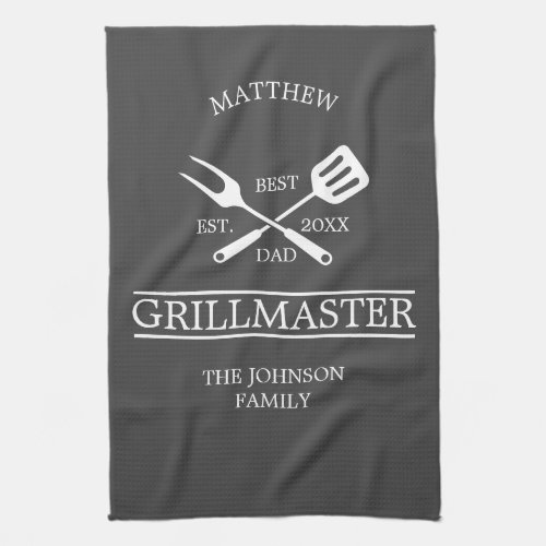 Modern BBQ Grill Master Fathers Day Gifts Kitchen Towel