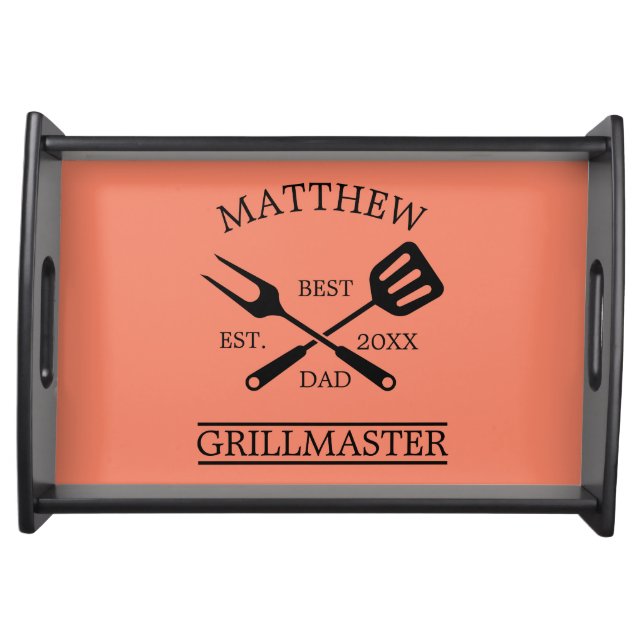 Modern BBQ Grill Master Fathers Day Gifts Serving Tray (Front)