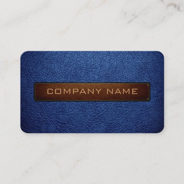 Modern B'dazzled blue and Black Leather Look Business Card (Front)