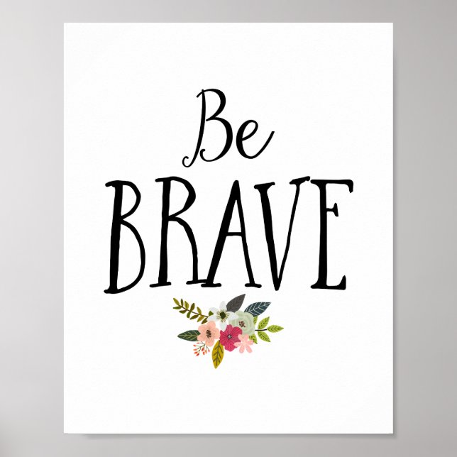 Modern Be Brave Nursery Poster (Front)