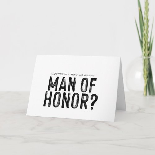 Modern Be My Man of Honor Wedding Card