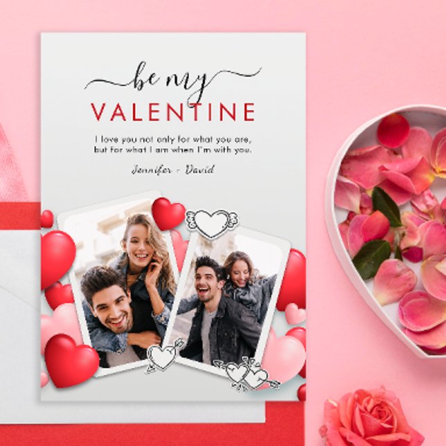 Modern Be my Valentine Photo Holiday Card (Creator Uploaded)