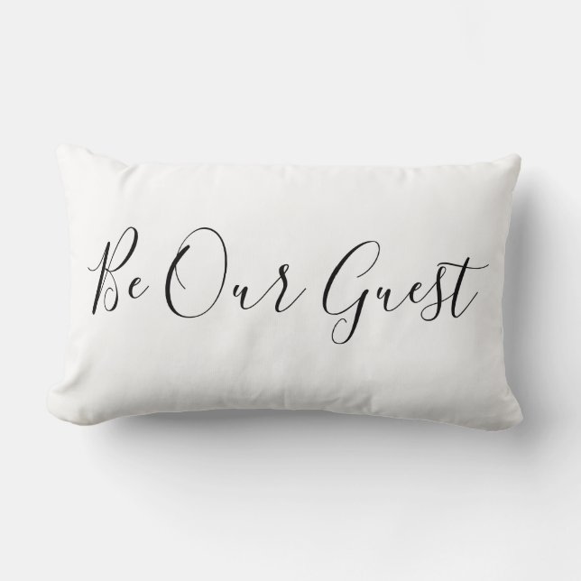 Modern Be Our Guest black and white guest room Lumbar Pillow (Front)