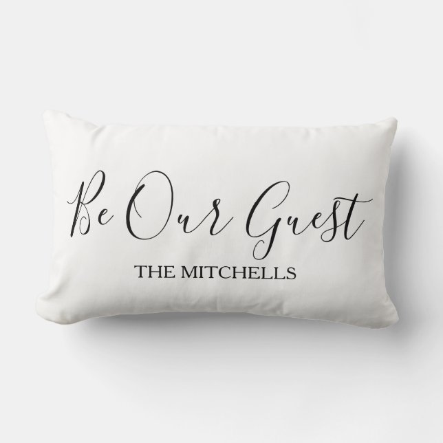 Modern Be Our Guest name template guest room Lumbar Pillow (Front)