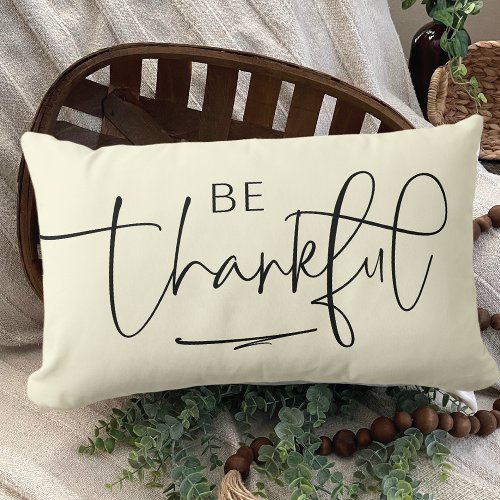 Modern Be Thankful  Lumbar Pillow