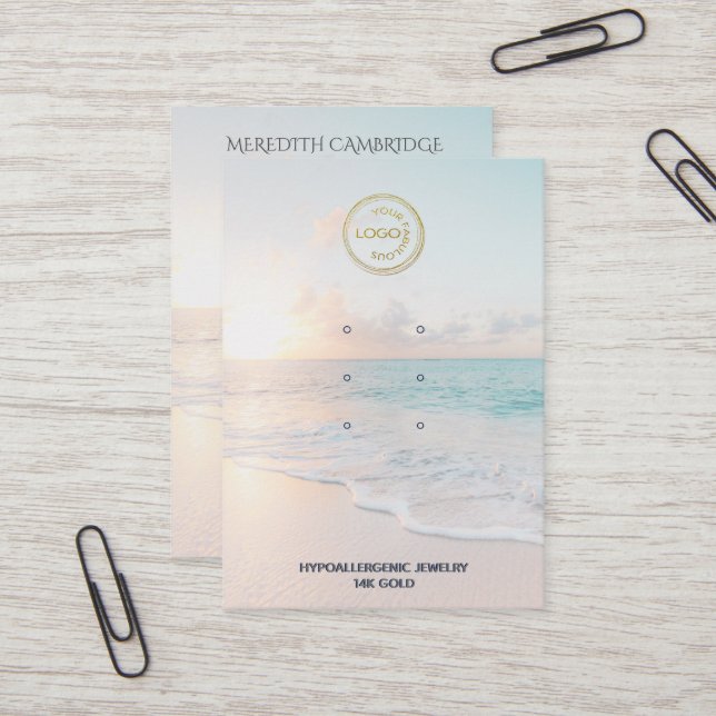 Modern Beach 3 Pairs of Stud Earring Display  Business Card (Front/Back In Situ)