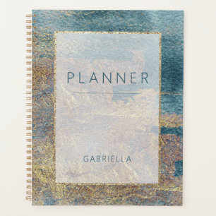 Modern Beach Abstract Teal & Gold Planner