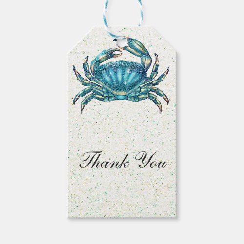 Modern Beach Blue Crab Starfish Seahorse Favor Gift Tags