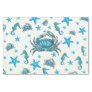 Modern Beach Blue Crab Starfish Seahorse Party Tissue Paper
