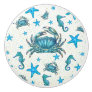 Modern Beach Blue Crab Starfish Seahorse Sparkle Ceramic Knob