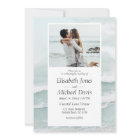 Modern Beach Blue Ocean Wave Summer Photo Wedding