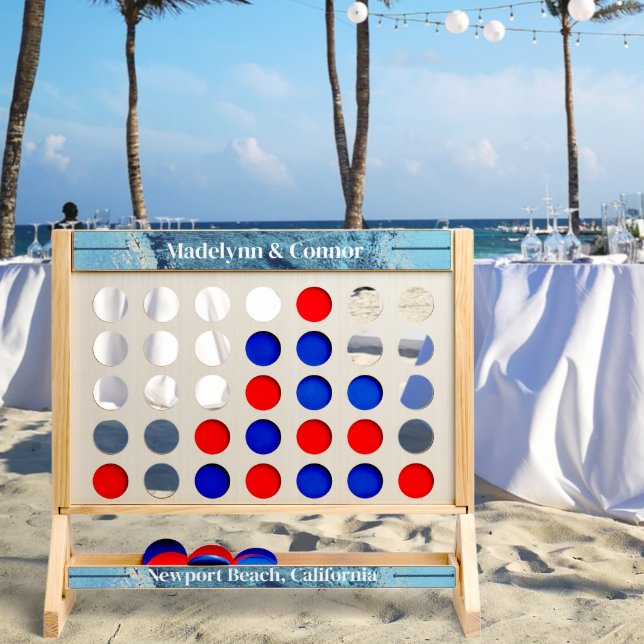 Modern Beach Blue Wedding Fast Four Game (Wedding)