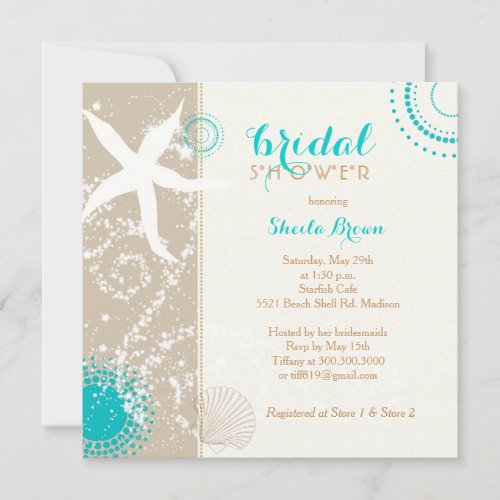 Modern Beach Bridal Shower Invitations