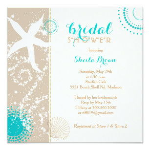 Beach Theme Bridal Shower Invitation Wedding Dress And Sea