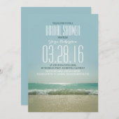 Modern beach bridal shower invitations with sea (Front/Back)