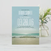 Modern beach bridal shower invitations with sea (Standing Front)