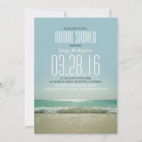 Modern beach bridal shower invitations with sea 5" x 7" invitation card