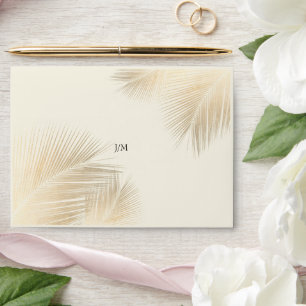 Modern Beach Coastal Palm Leafs Wedding   Envelope