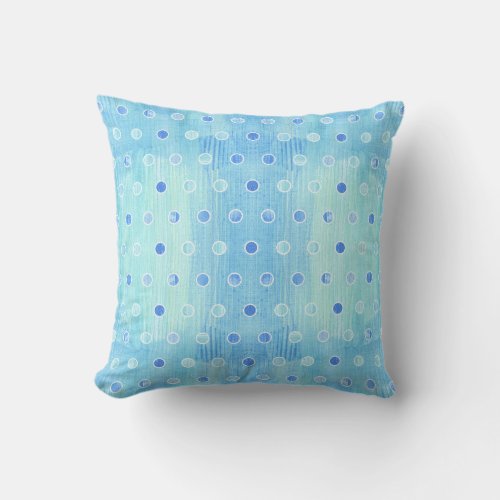 Modern Beach Cottage Aqua Blue Polka Dots Pattern Throw Pillow