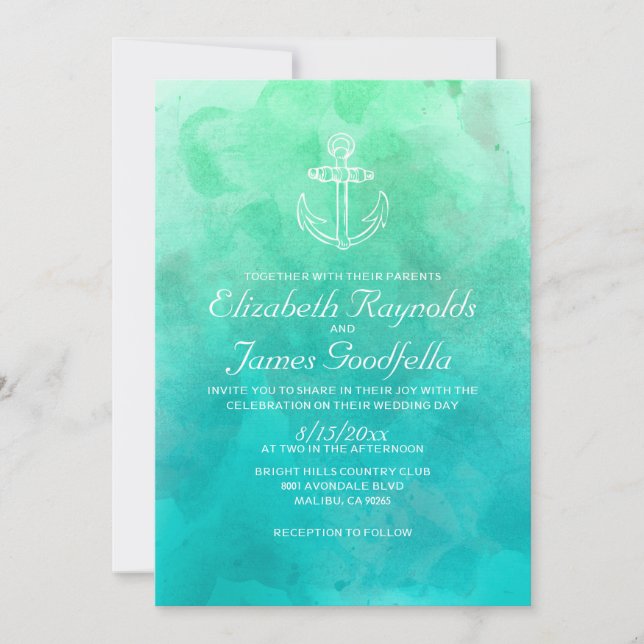 Modern Beach Destination Wedding Invitations (Front)