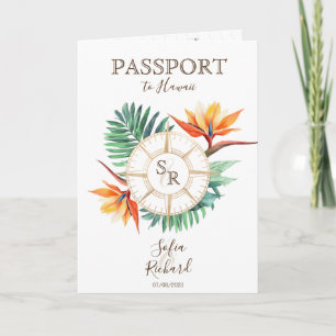 Modern Beach Destination Wedding Passport QR Code Invitation