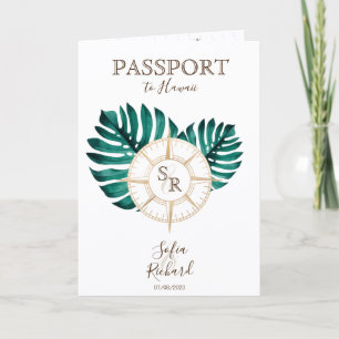 Modern Beach Destination Wedding Passport QR Code Invitation
