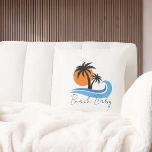 Modern Beach House Boating Sailing Summer Throw Pillow