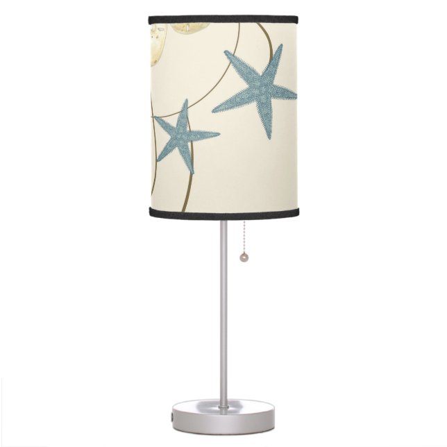 Modern Beach House Decor Starfish Sand Dollar Table Lamp (Left)