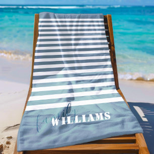 Modern Beach House Family Monogram Towel