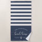 Modern Beach House Family Name Script Navy Blue