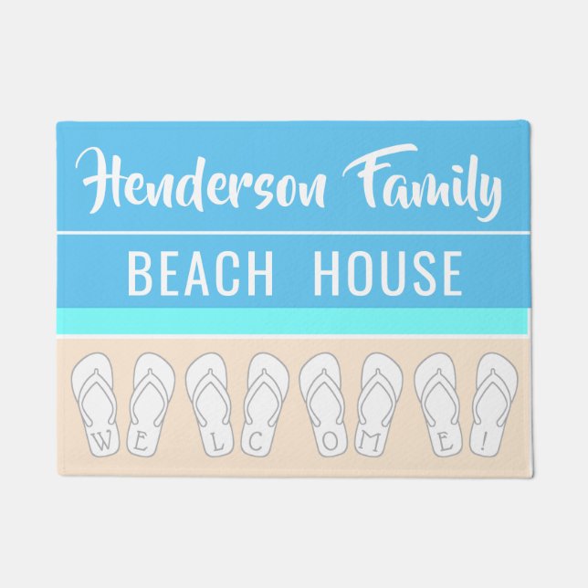 Modern Beach House Family Vacation Home Template Doormat (Front)