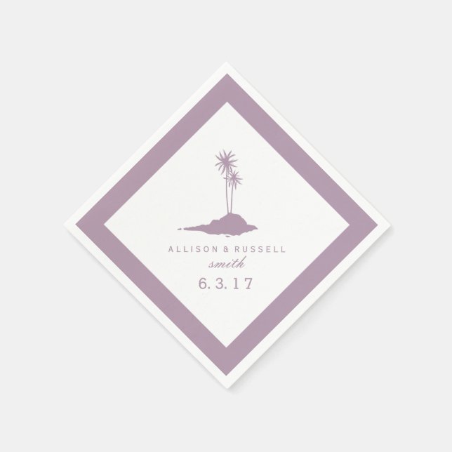 Modern Beach Island Wedding Napkins - Violet (Corner)