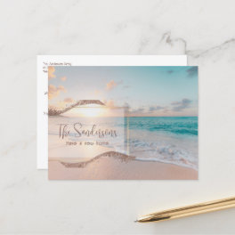 Modern Beach Moving Home Announcement Postcard