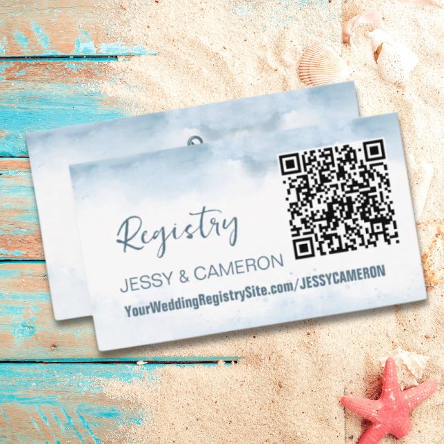 Modern Beach Nautical  QR Code Wedding Registry  Enclosure Card (Modern Beach Nautical QR Code Wedding Registry Enclosure Card)