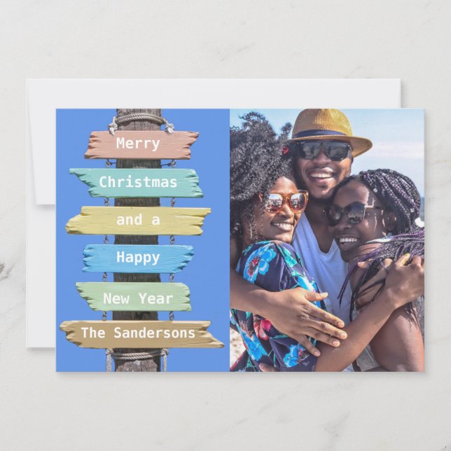 Modern Beach  Photo Christmas Card (Front)