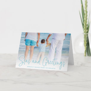 Modern Beach Photo Elegant Christmas Holiday Card