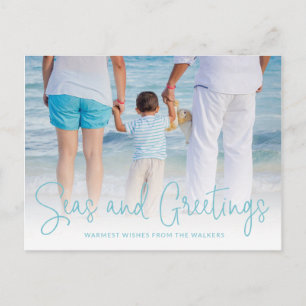 Modern Beach Photo Elegant Christmas Holiday Postcard