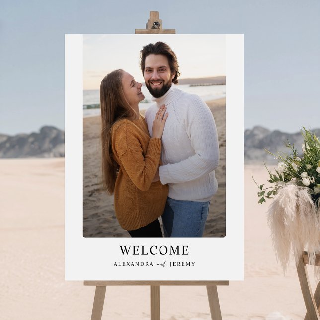 Modern Beach Photo Wedding Welcome Foam Board (Creator Uploaded)