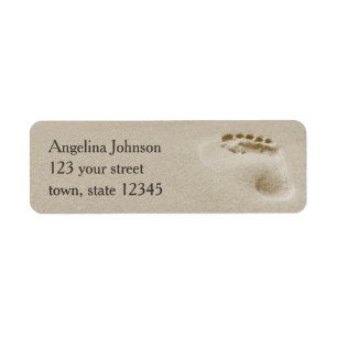 Modern Beach Sand Footprint Return Address Label